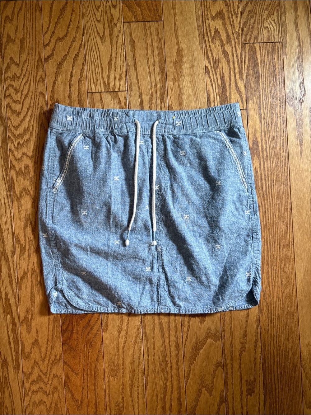 Sonoma Casual Blue Drawstring Cotton-Blend Skirt